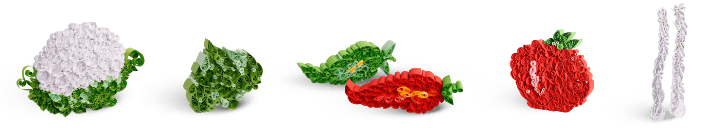 Verduras hechas a mano con papel de colores